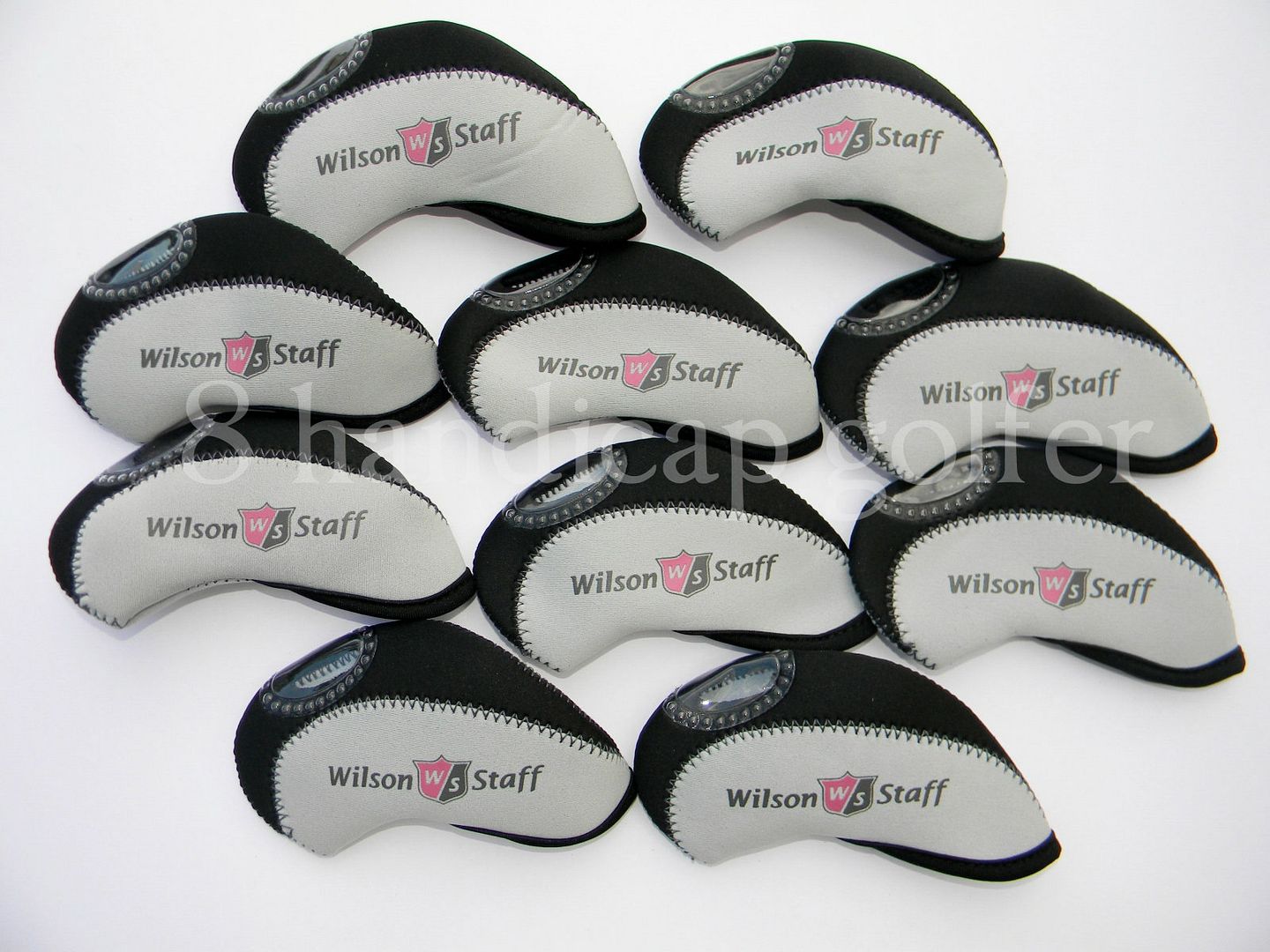 10 Wilson Staff Iron Covers New Black Grey Neoprene Golf Headcovers