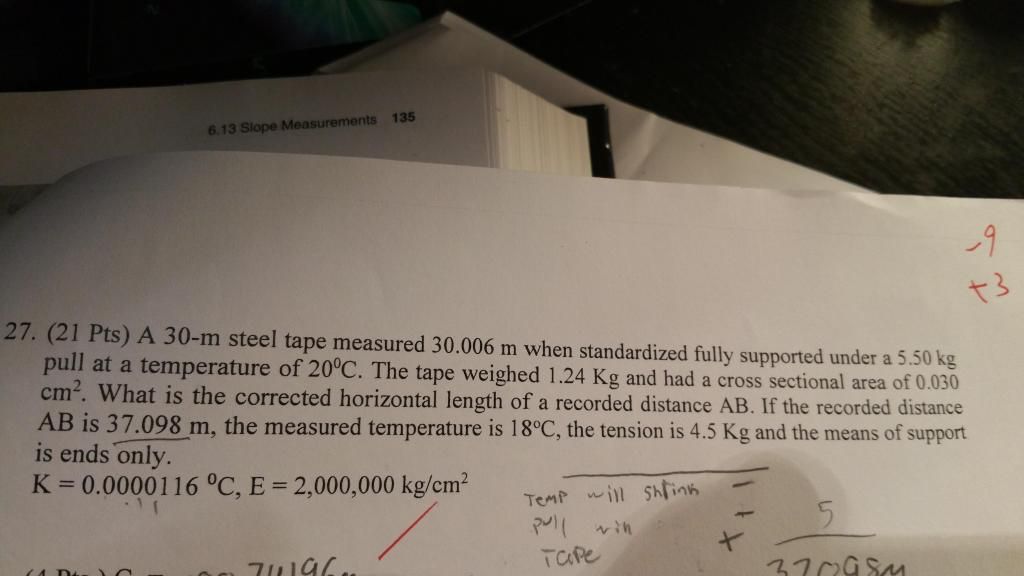 Solved how to find correction of tape in surveying?