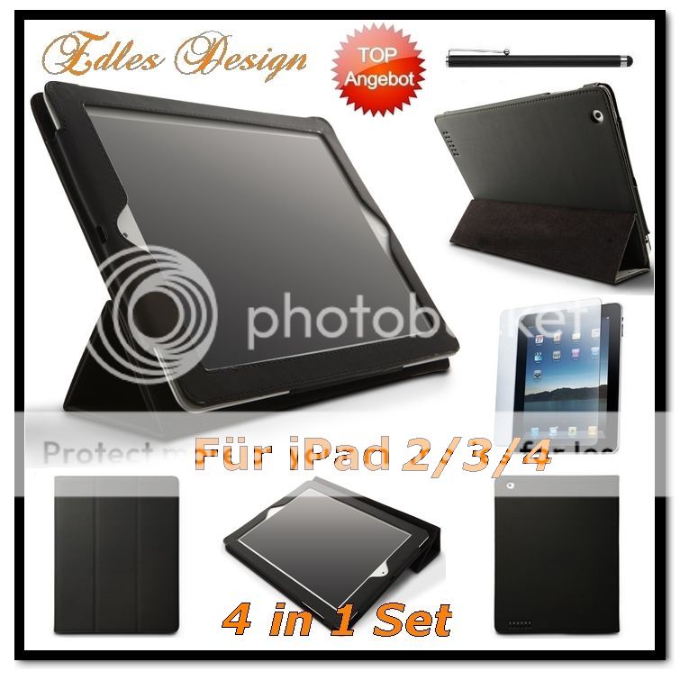 Neu iPad 2 & 3 Schutz Hülle +Schutzfolie&Stift Leder Tasche Smart